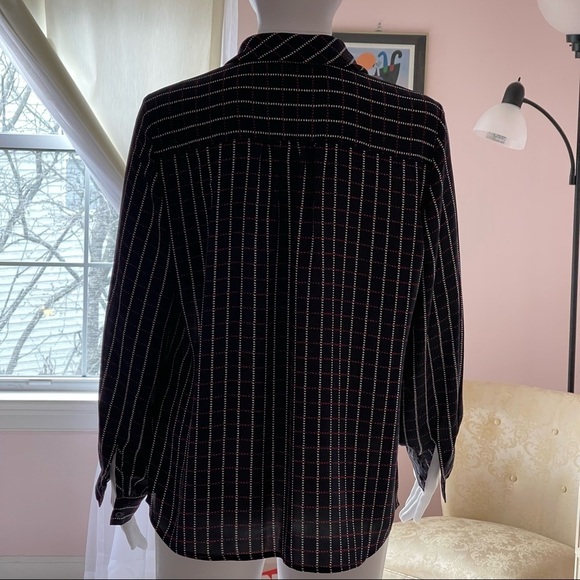 Banana Republic Women’s Long Sleeve Tie Neck Blue Plaid Blouse size MP - Picture 4 of 8